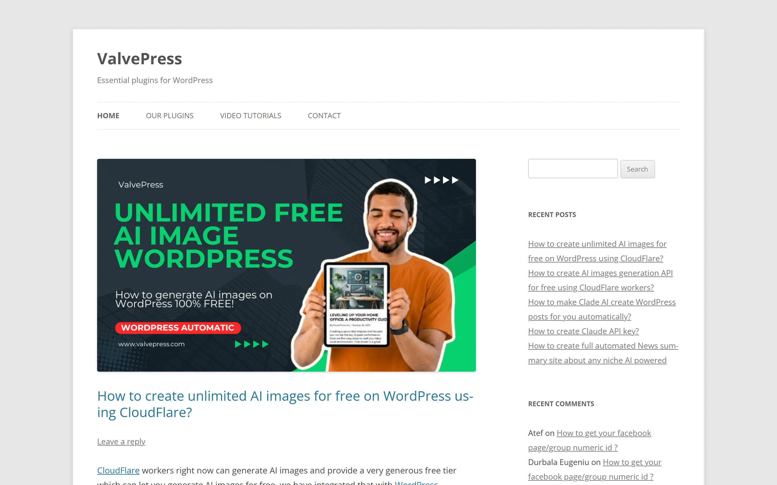 ValvePress site showing the WordPress Automatic auto-posting plugin