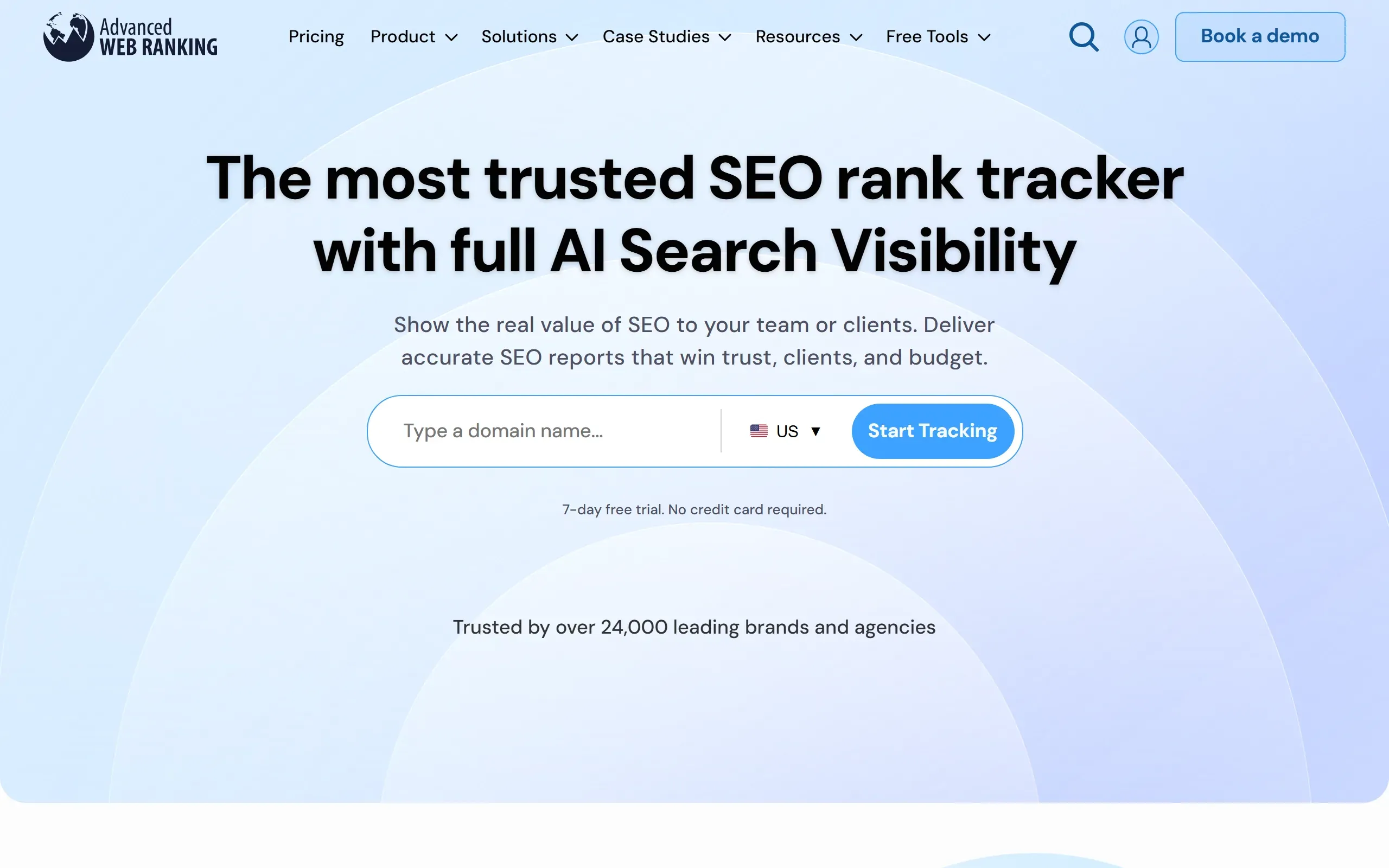 Advanced Web Ranking product page screenshot