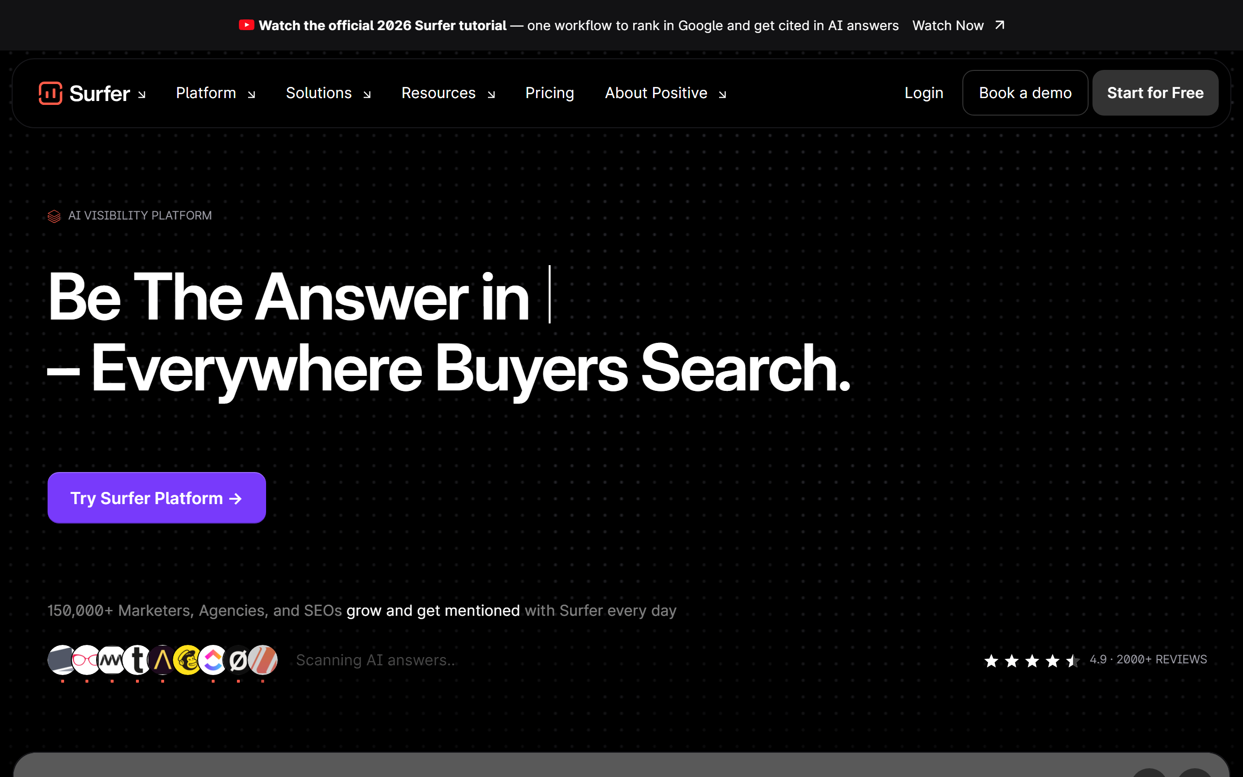 Surfer SEO product page screenshot
