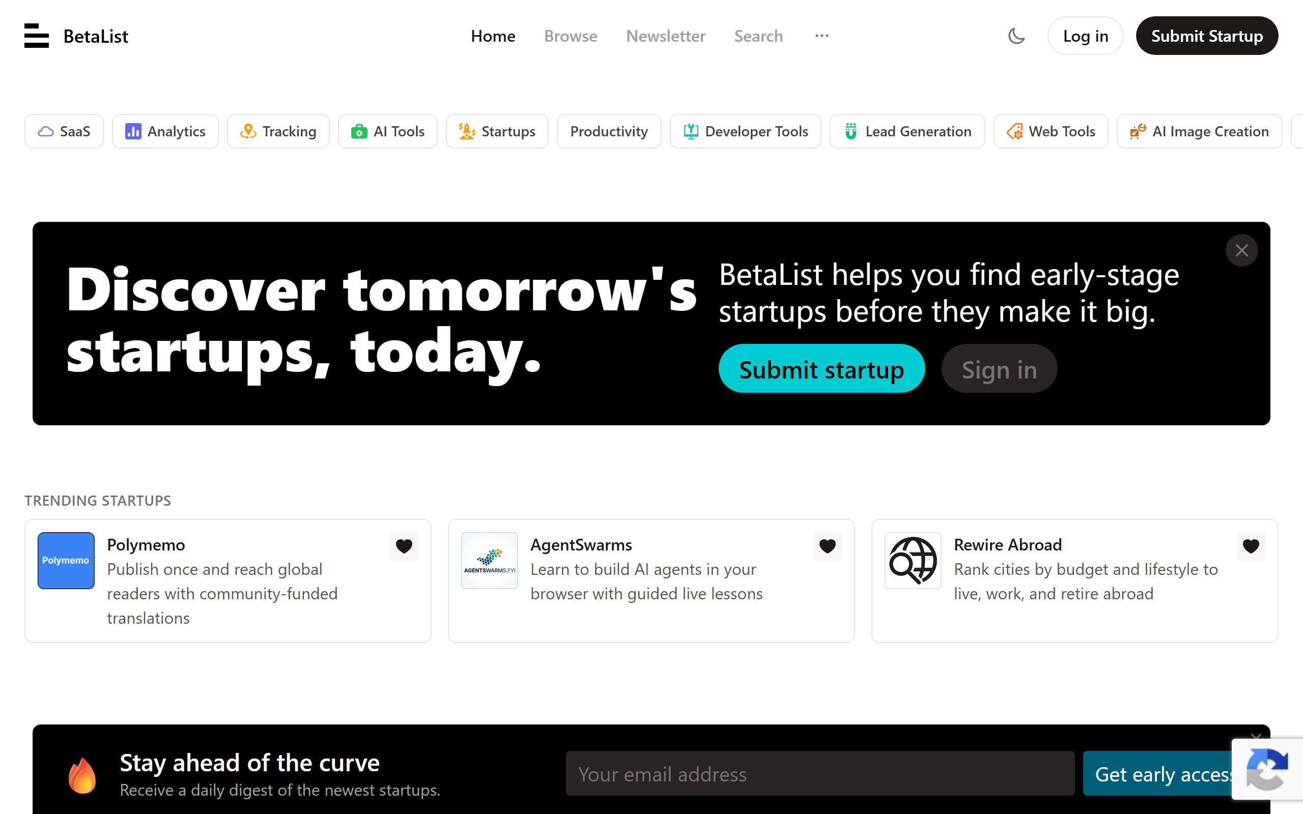 BetaList homepage screenshot