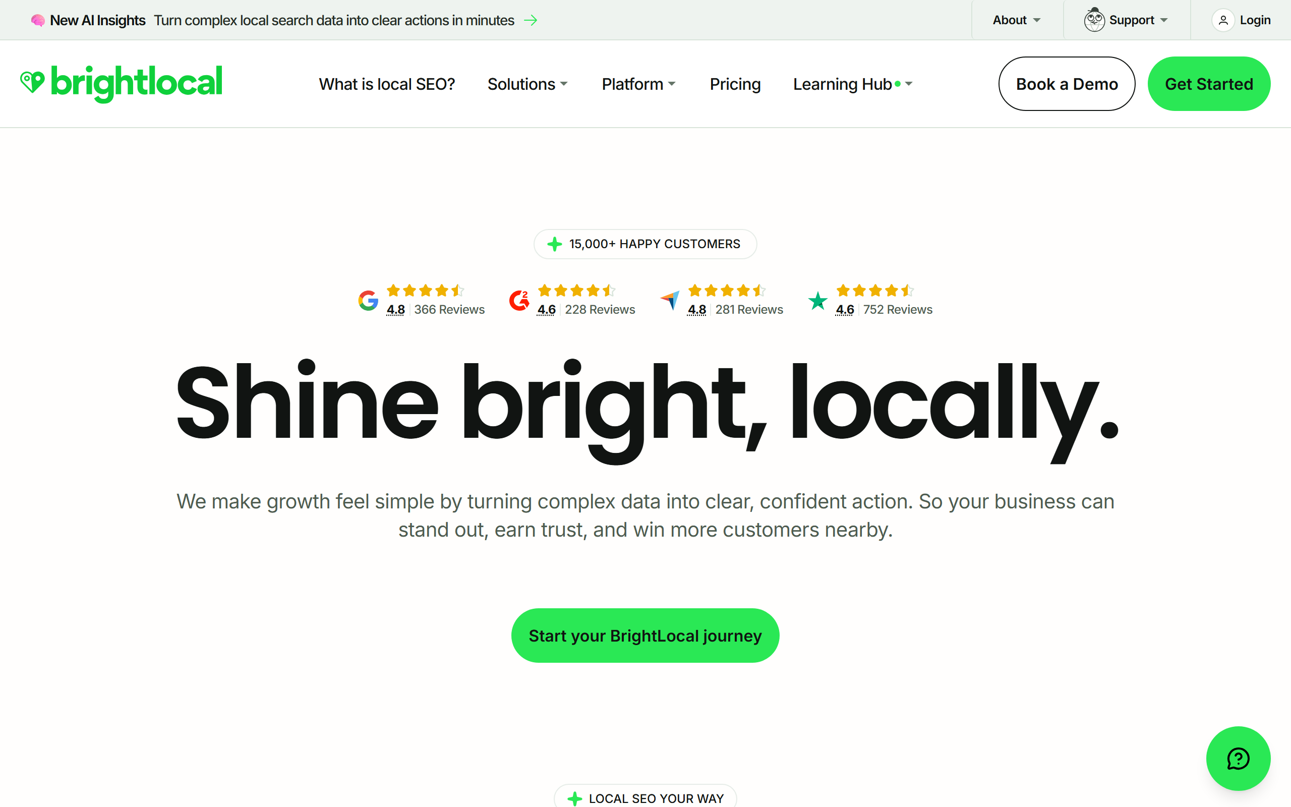 BrightLocal homepage screenshot