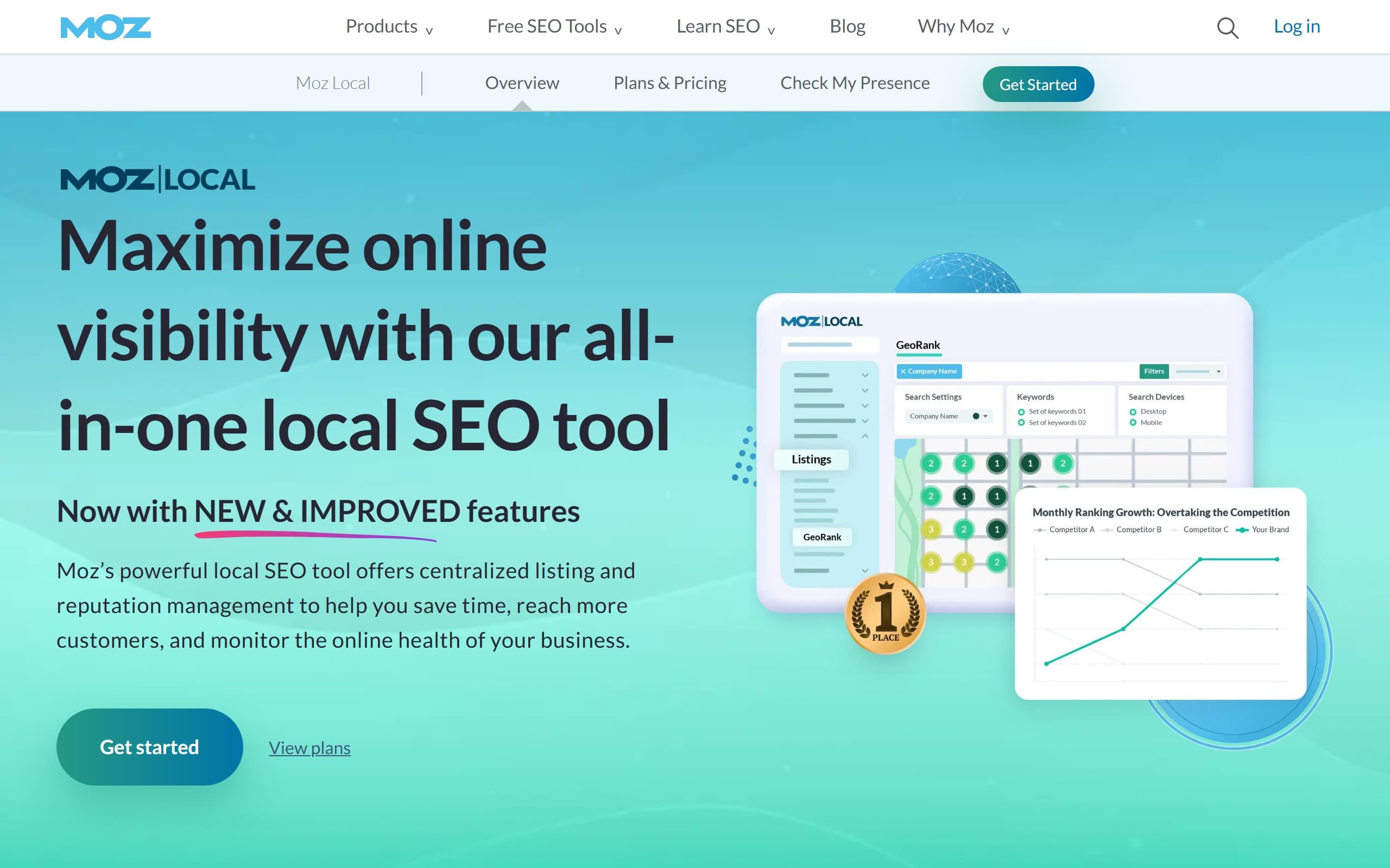 Moz Local product page screenshot