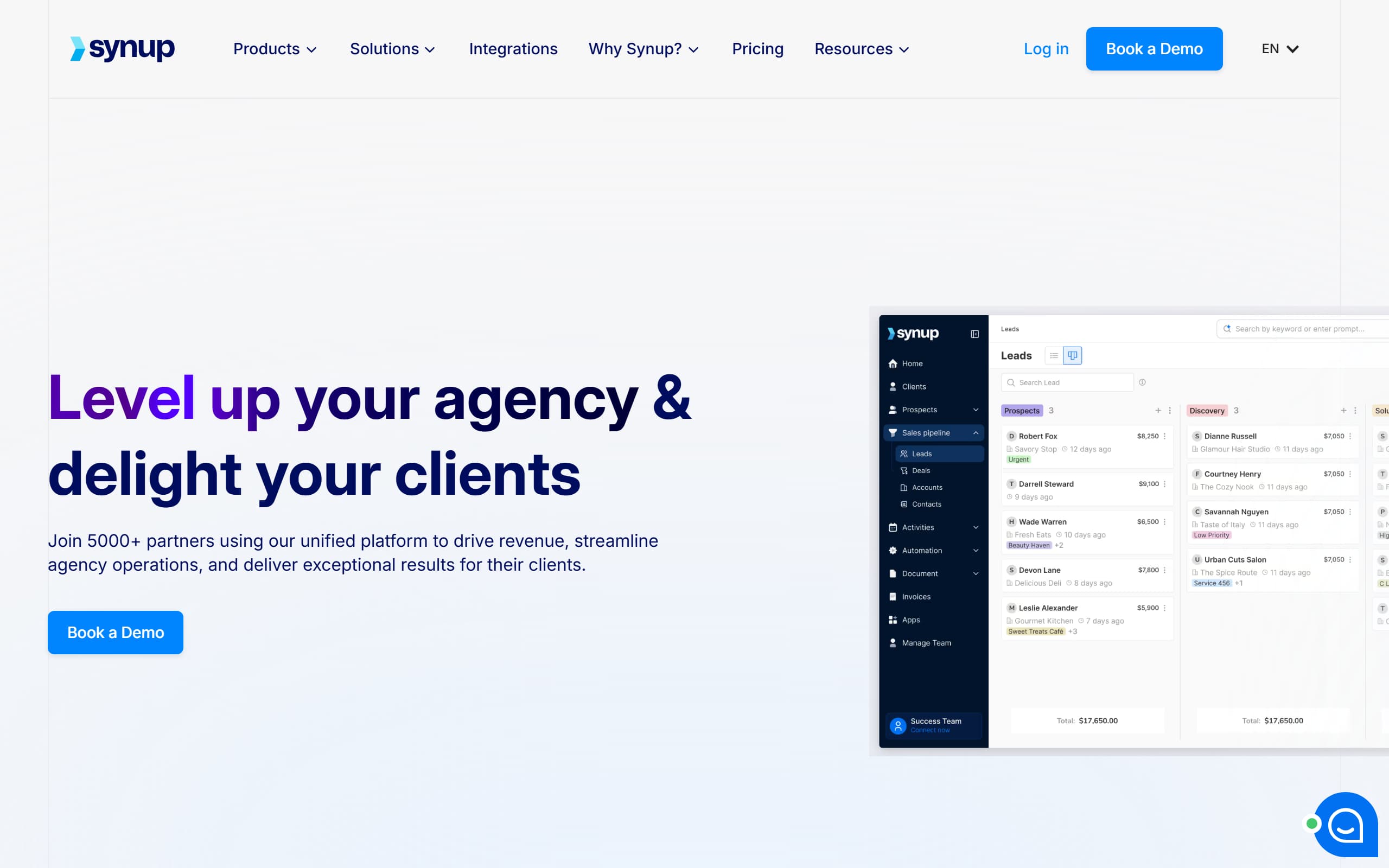 Synup homepage screenshot