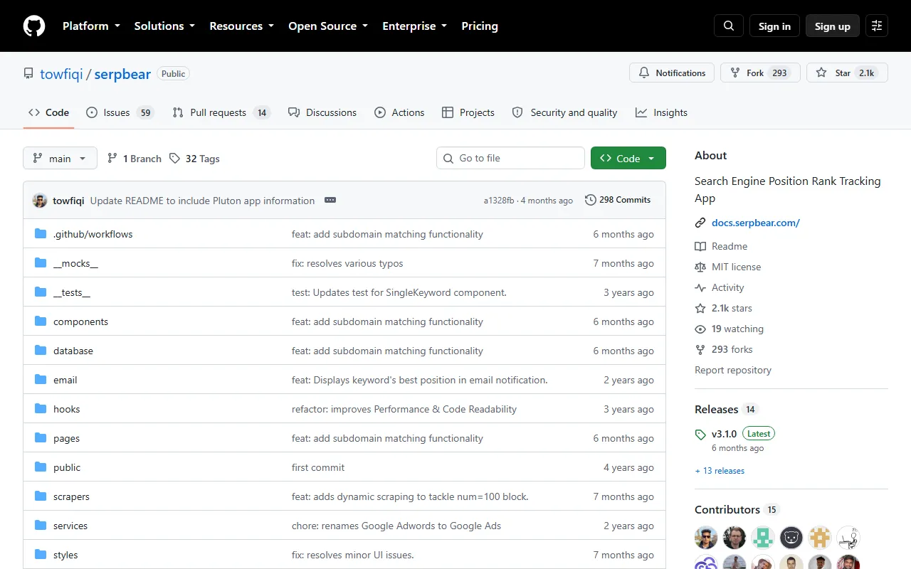 SerpBear screenshot