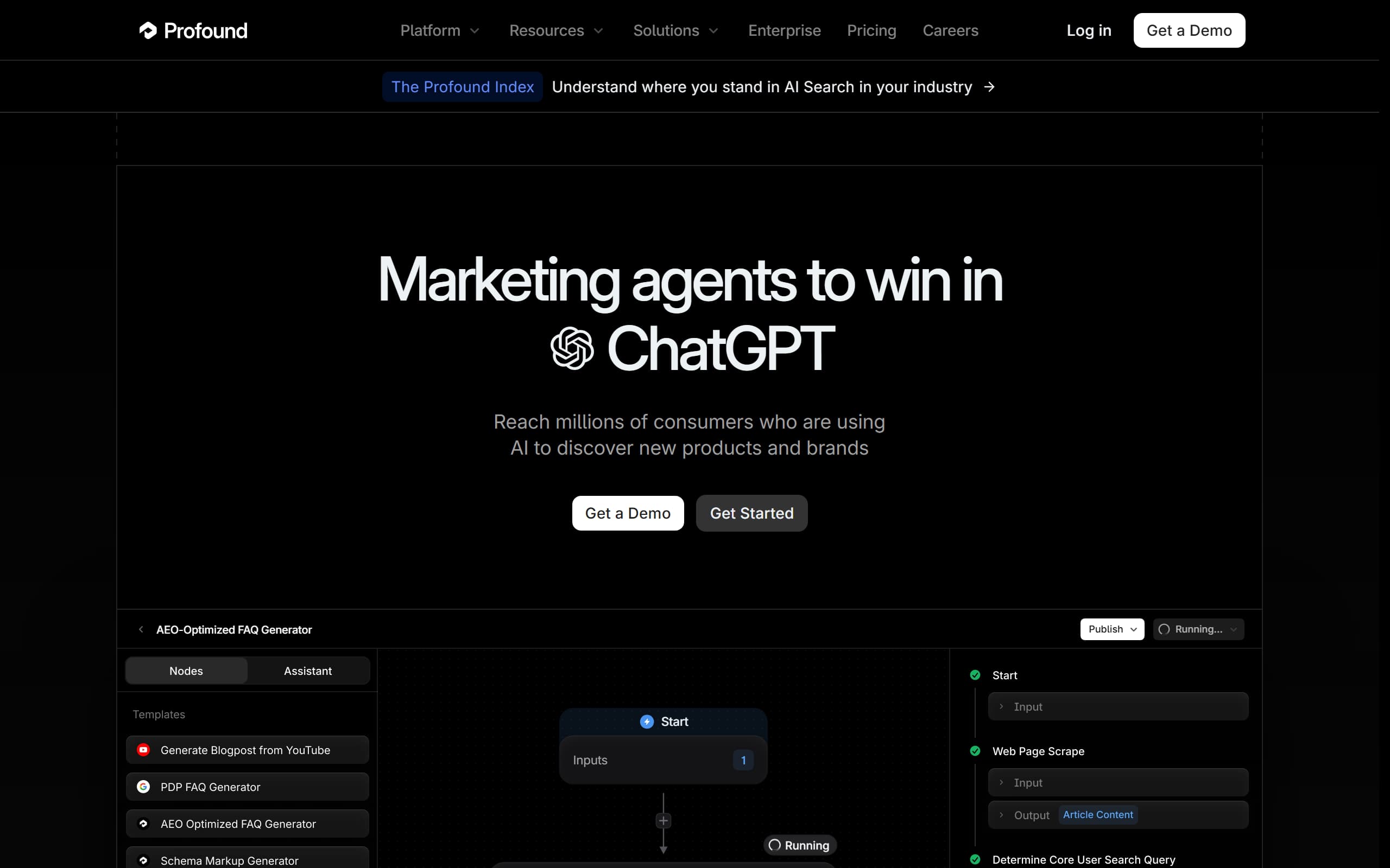 Profound product page screenshot