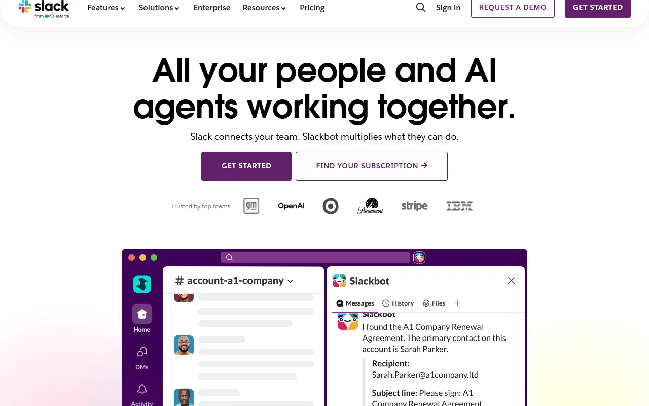 Slack Free homepage screenshot