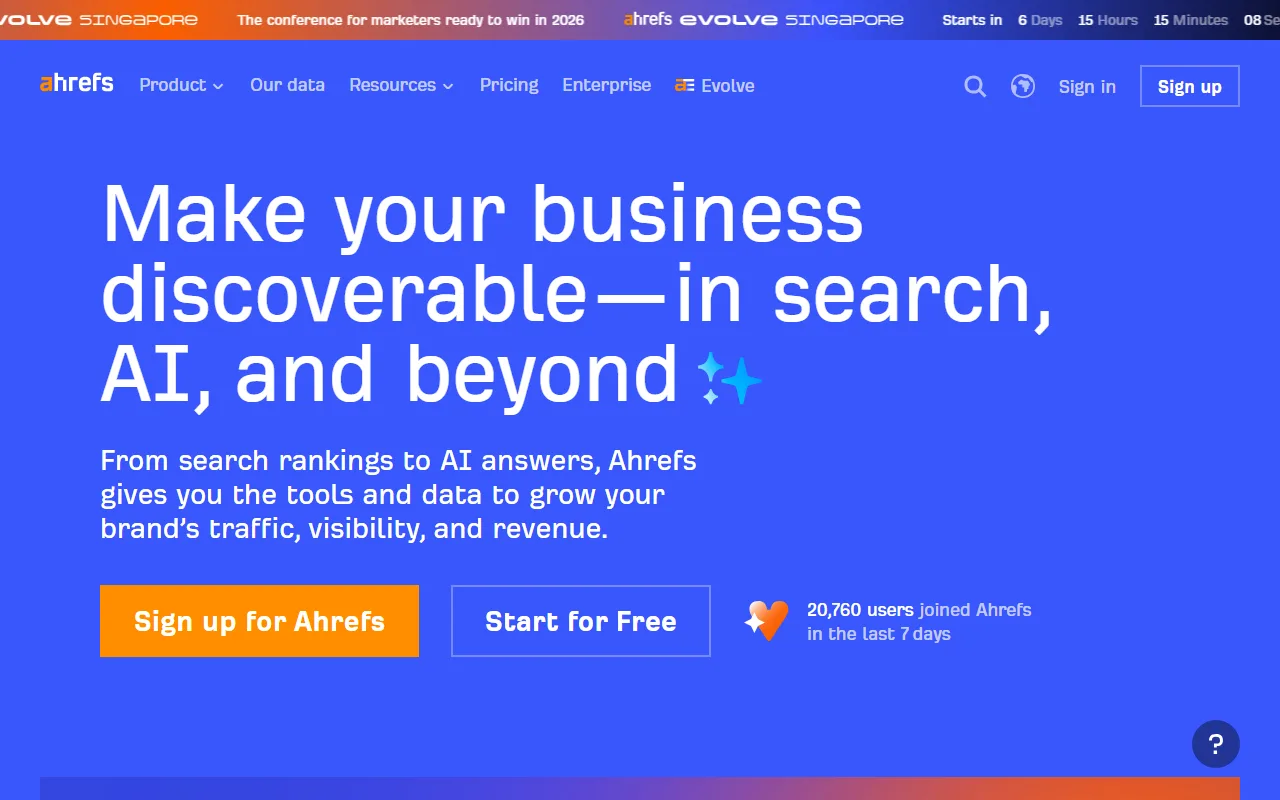 Ahrefs homepage screenshot