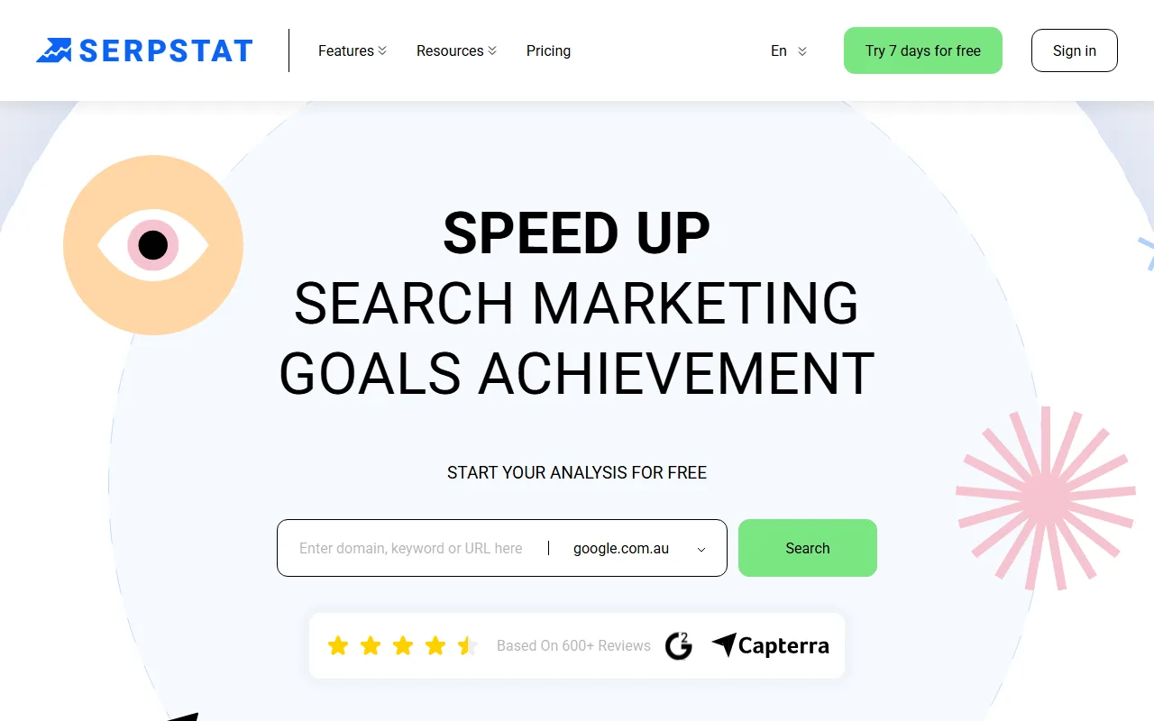Serpstat homepage screenshot