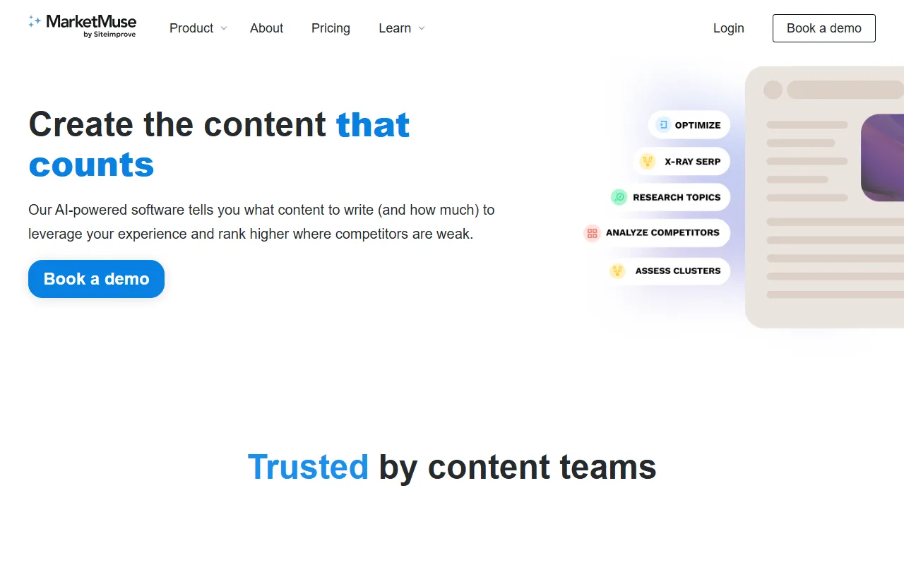 MarketMuse homepage screenshot