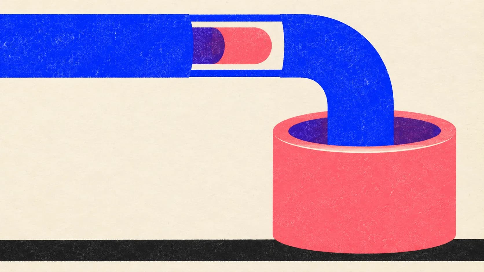 Editorial illustration: a pneumatic tube delivering one capsule straight into a receiving station