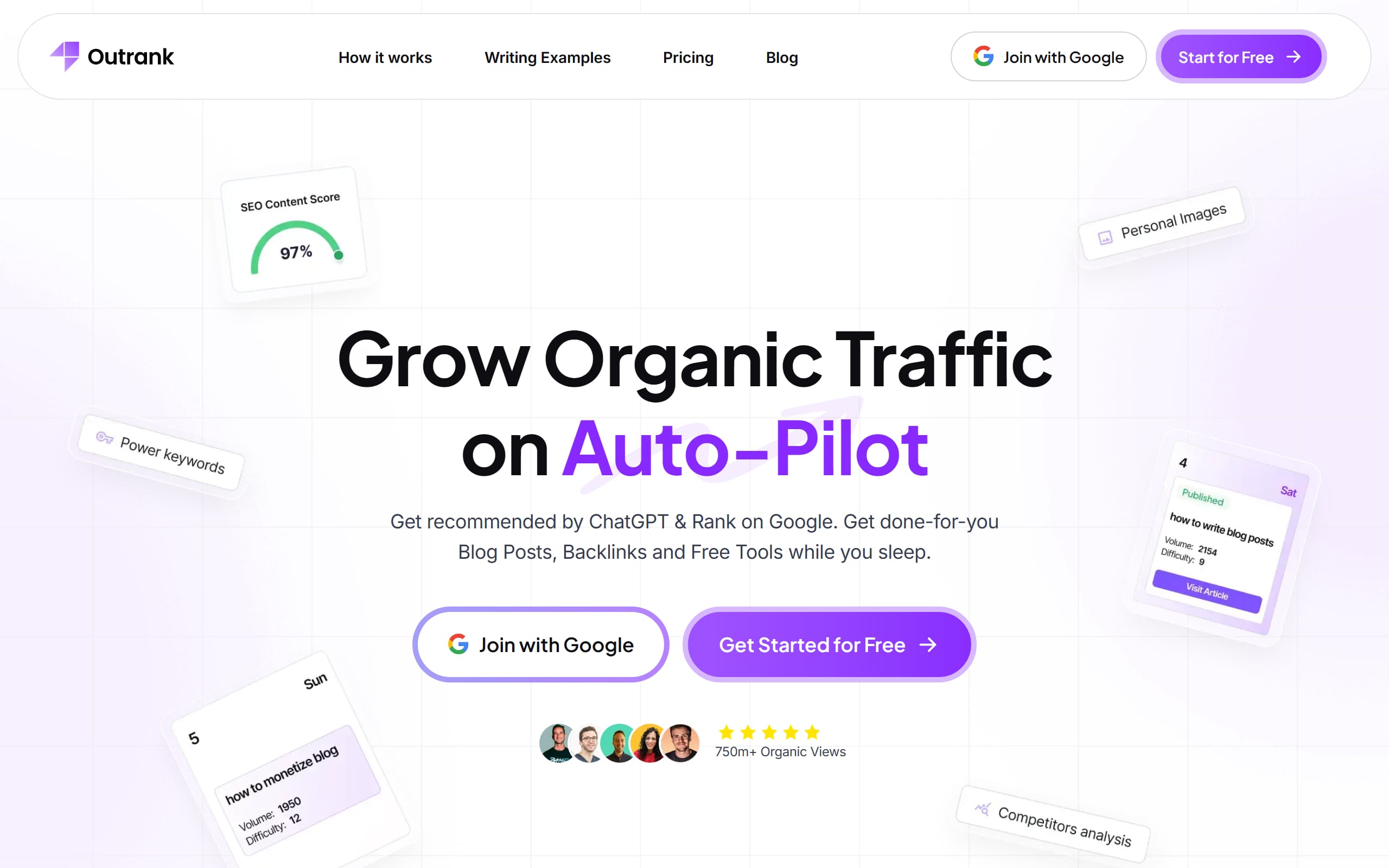 Outrank homepage screenshot