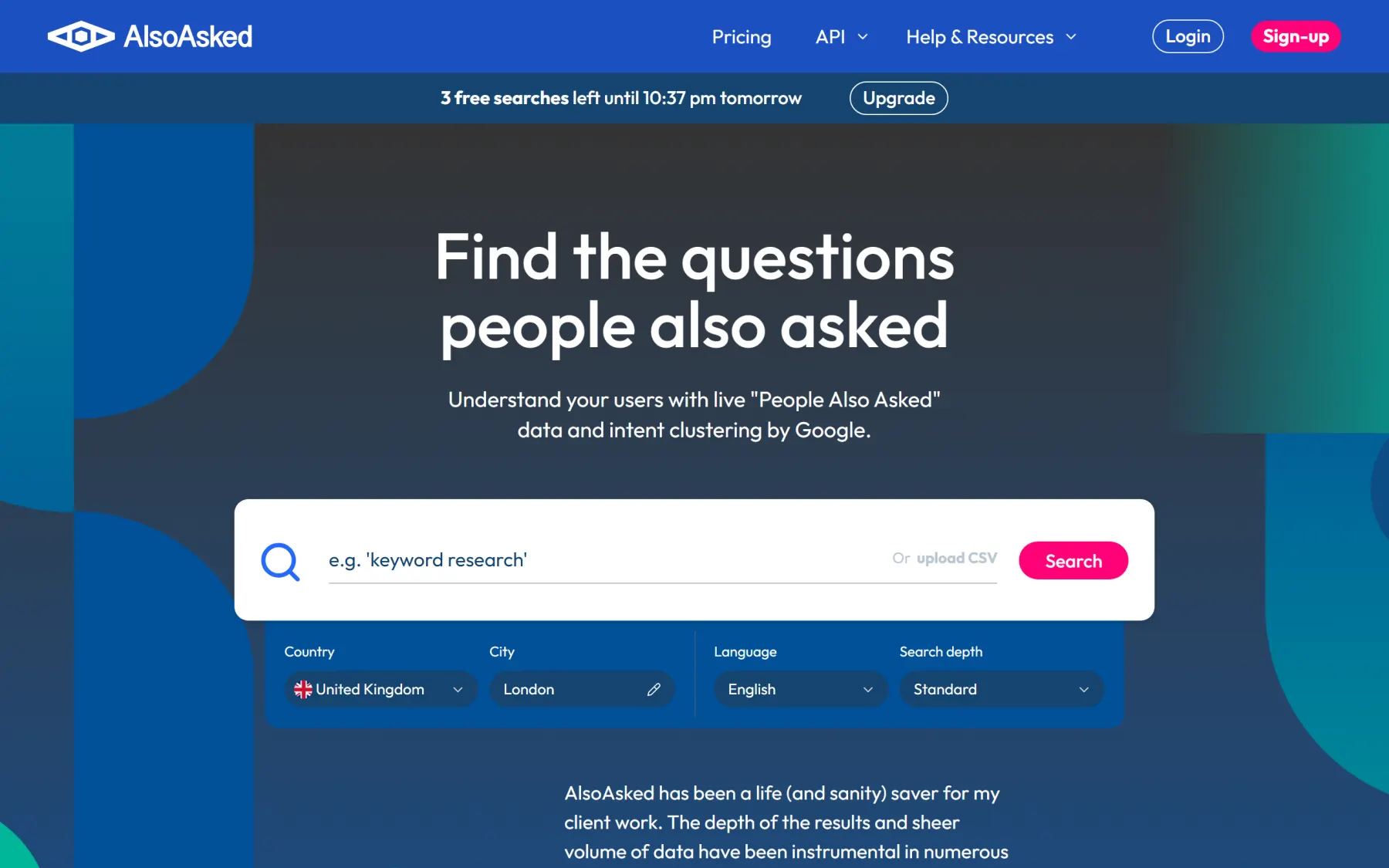 AlsoAsked product page screenshot