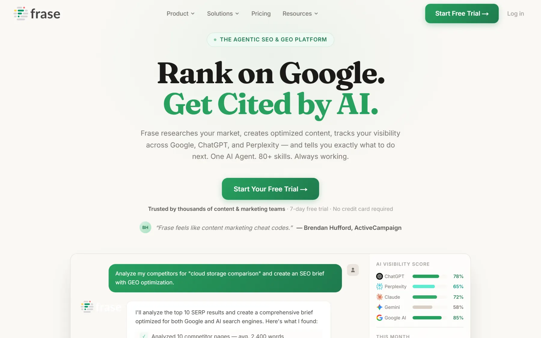 Frase product page screenshot