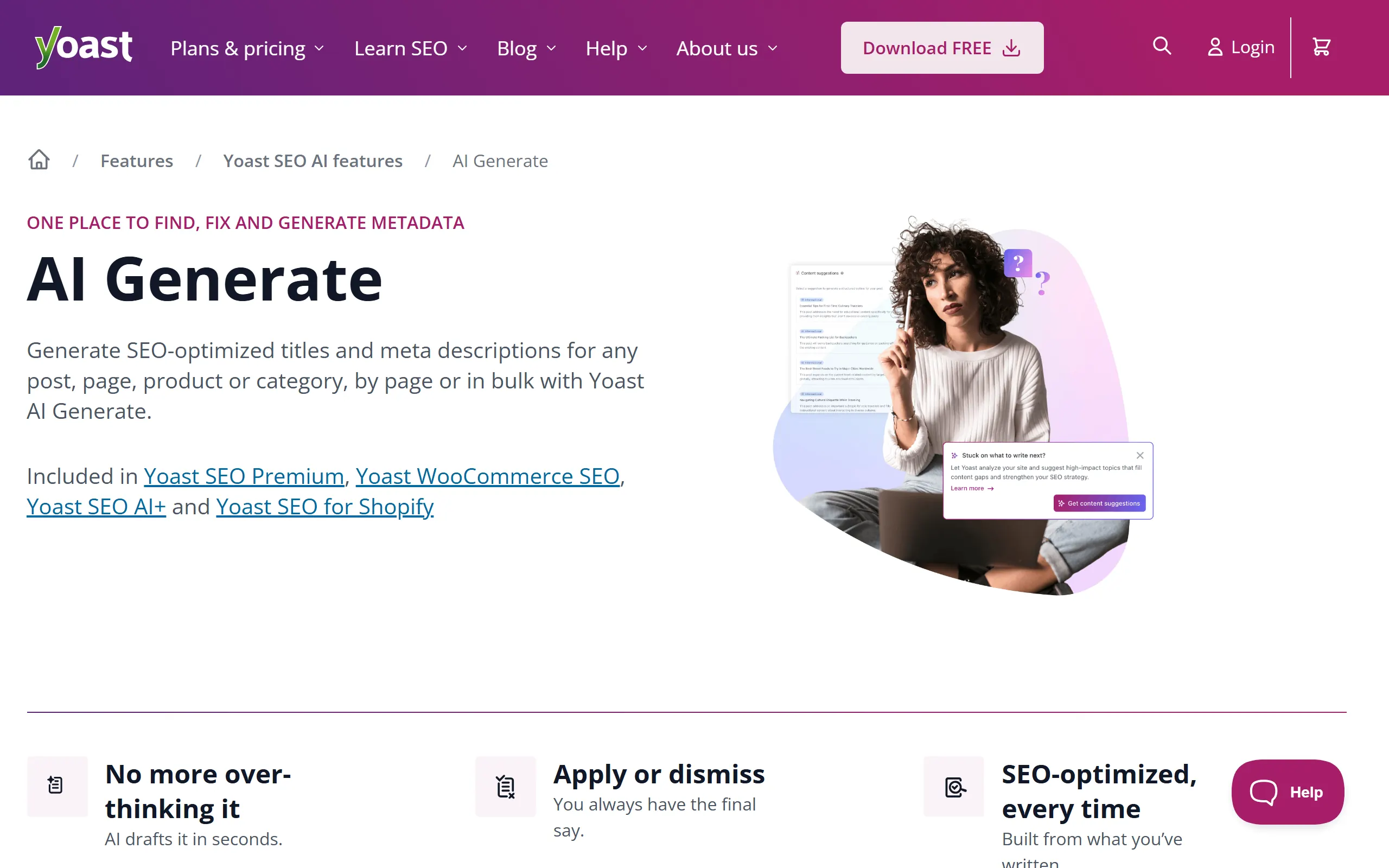 Yoast AI Generate feature page for titles and meta descriptions