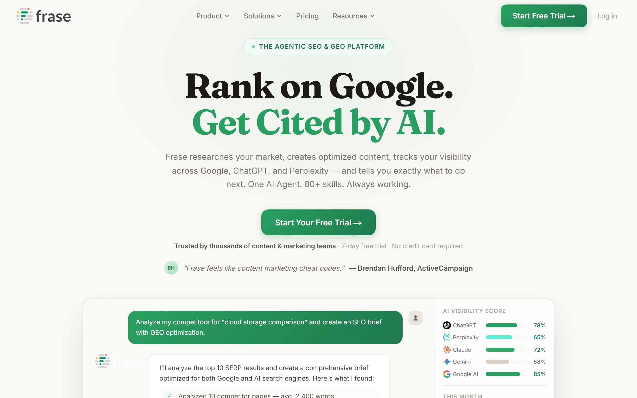 Frase homepage screenshot