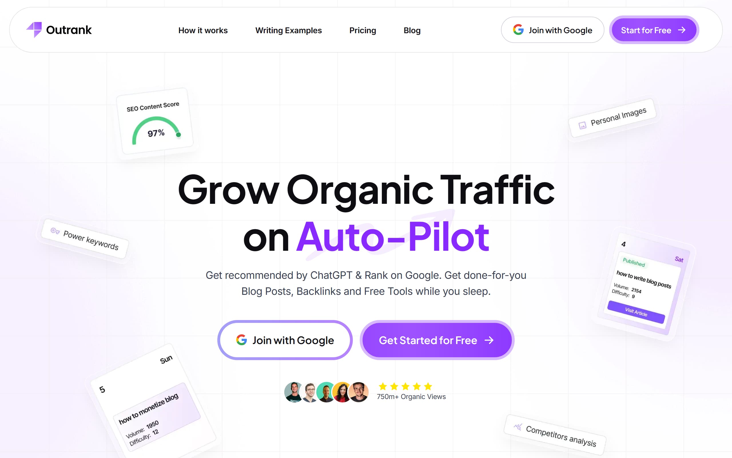 Outrank.so homepage screenshot
