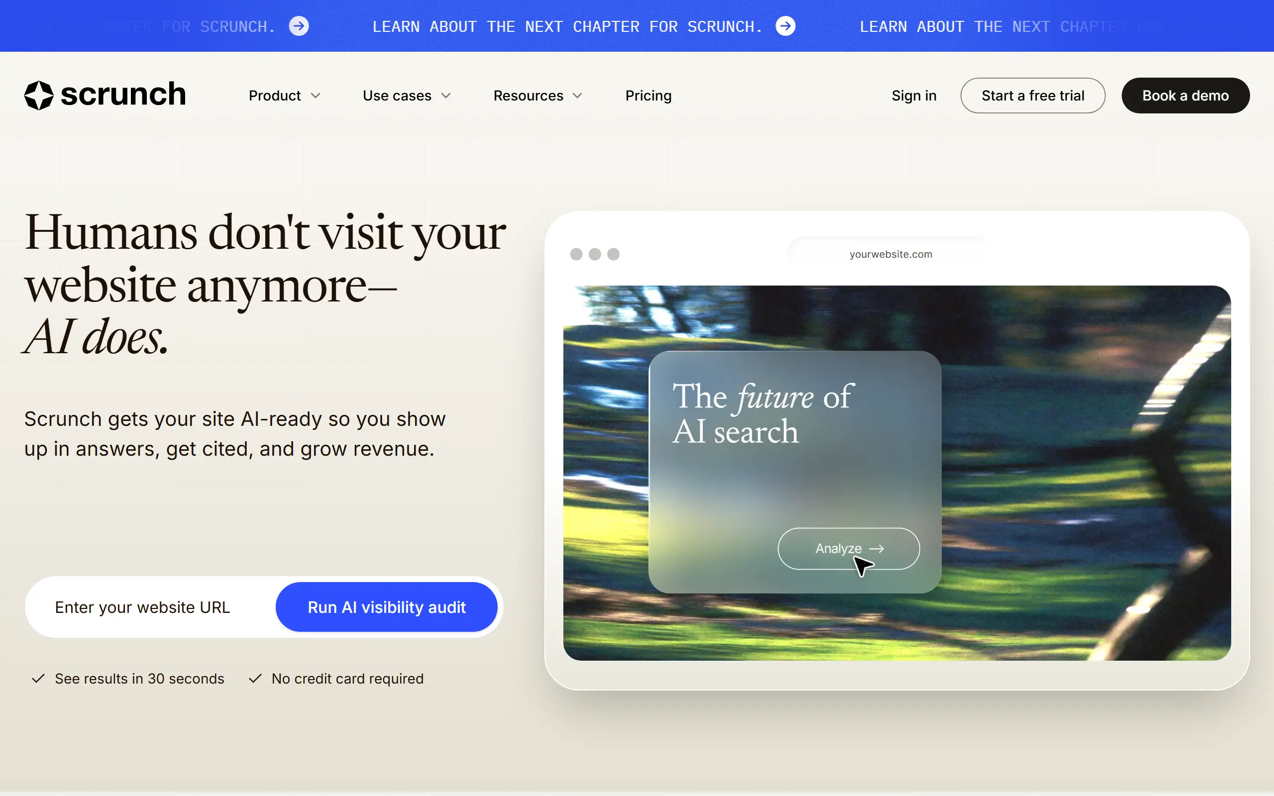 Scrunch AI product page screenshot