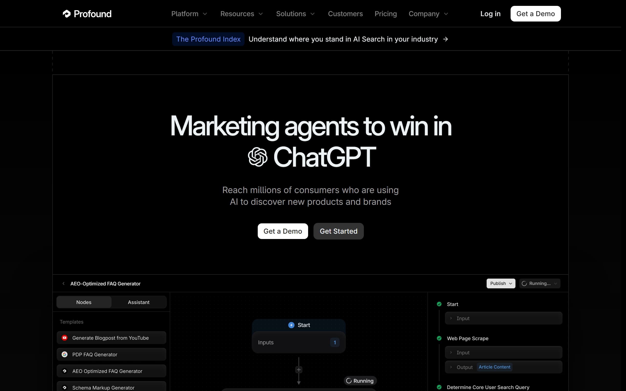 Profound product page screenshot