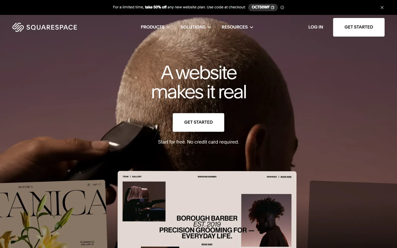 Squarespace website screenshot