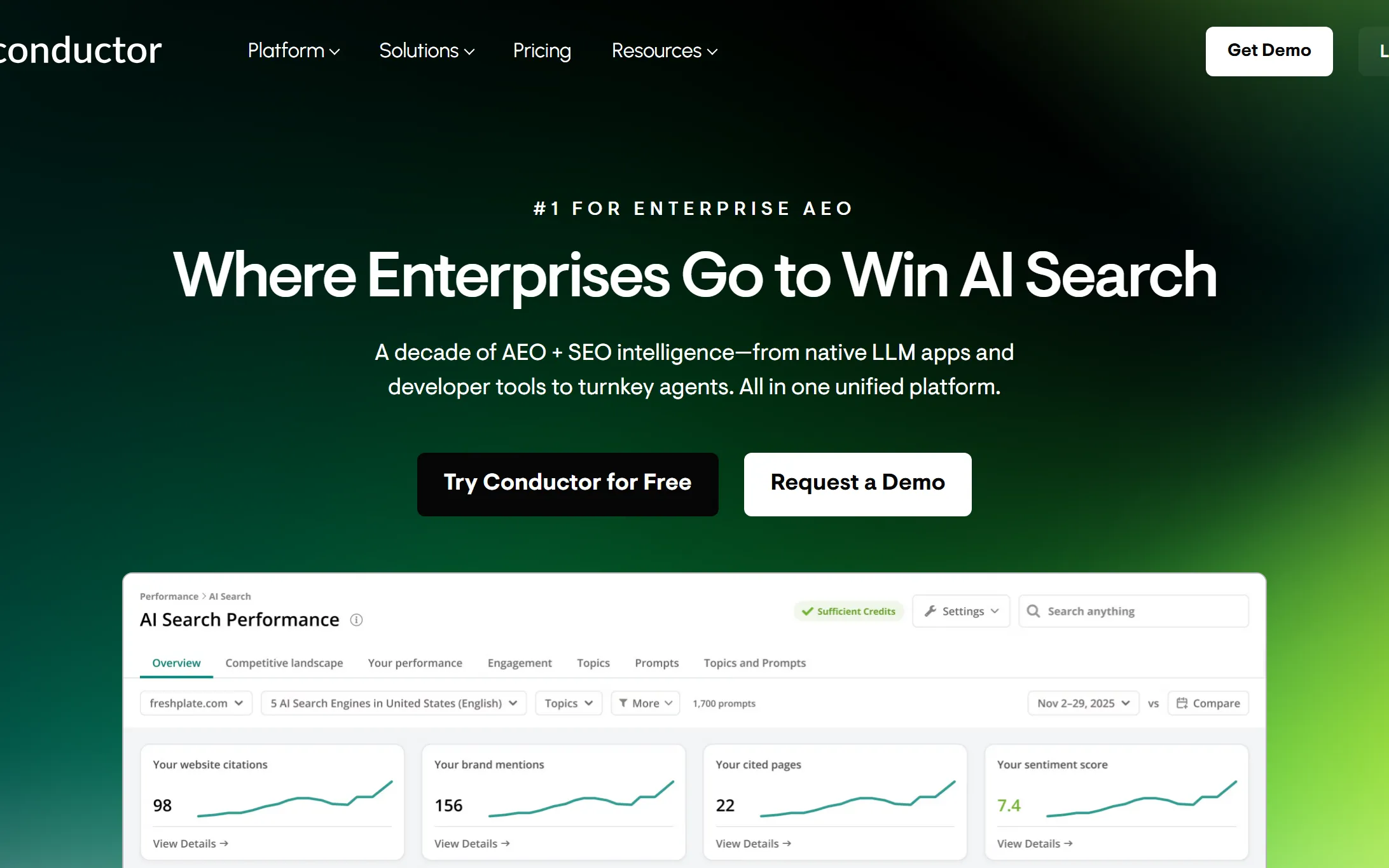 Conductor product page screenshot