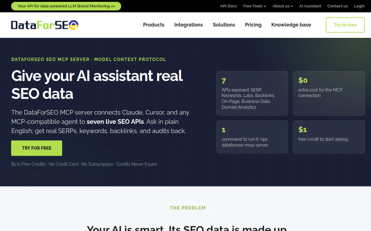 DataForSEO MCP server product page