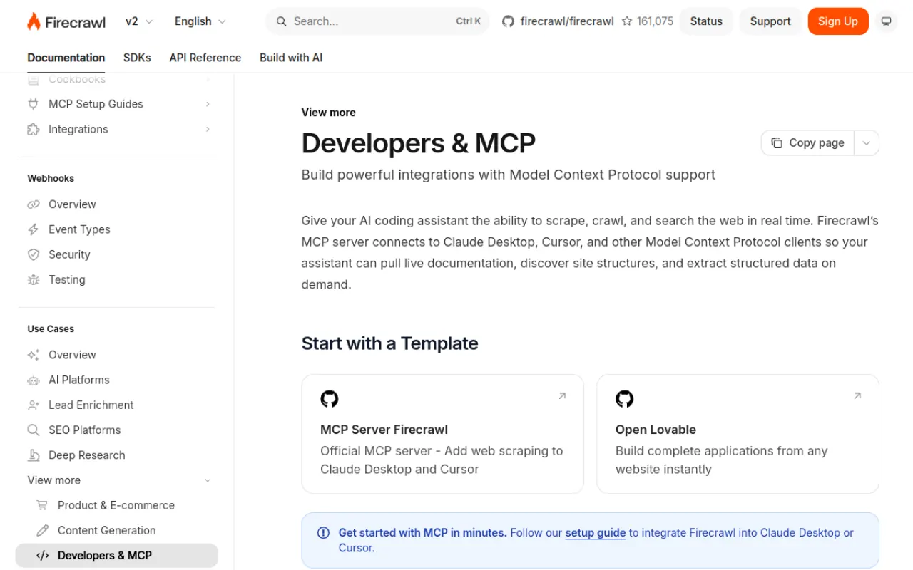 Firecrawl MCP server documentation