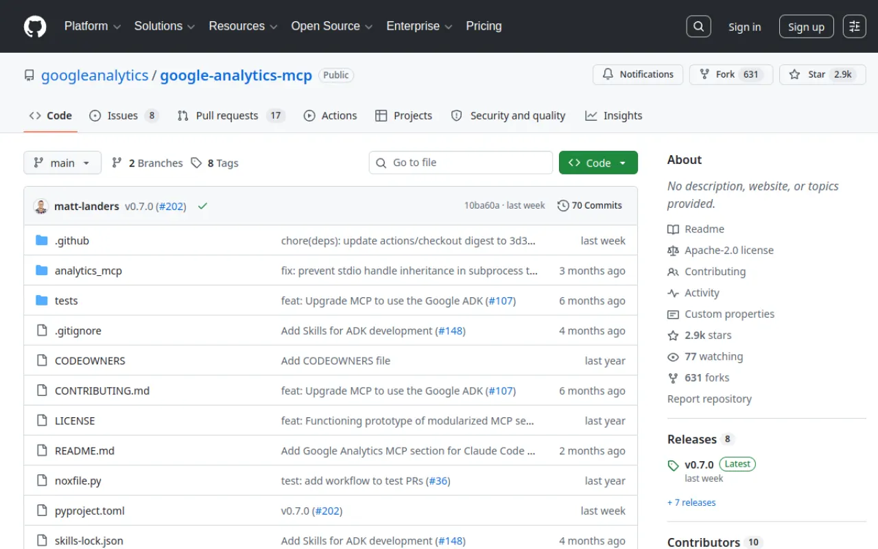 Google Analytics MCP experimental open-source repository