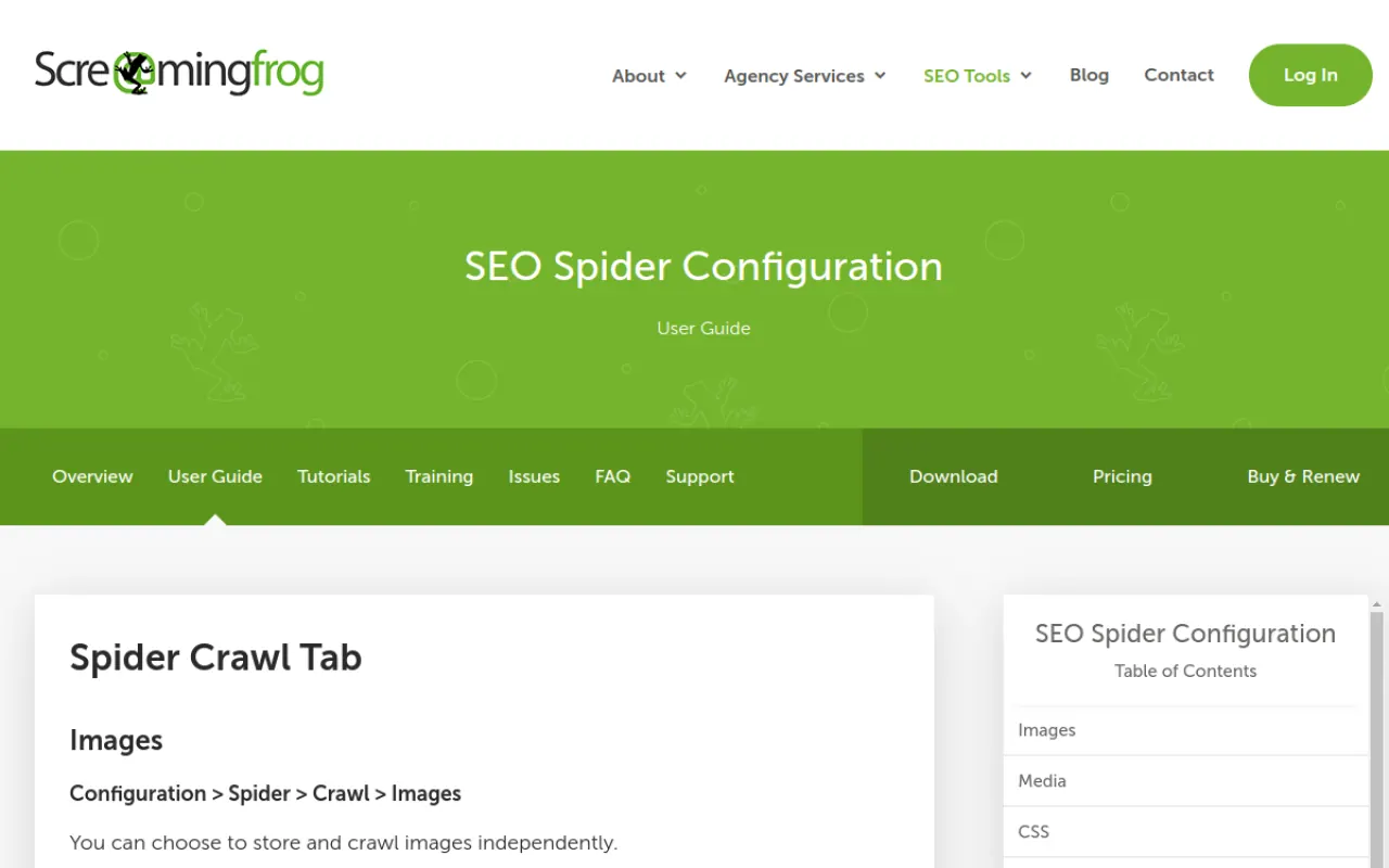 Screaming Frog SEO Spider configuration documentation