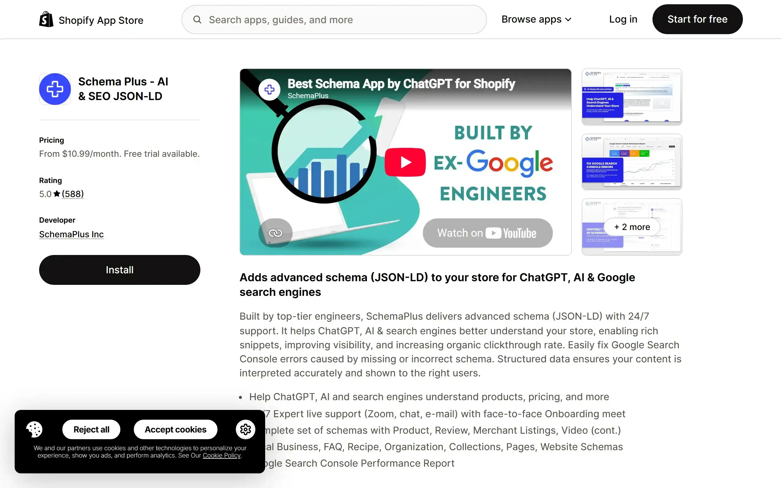 Schema Plus Shopify App Store listing screenshot