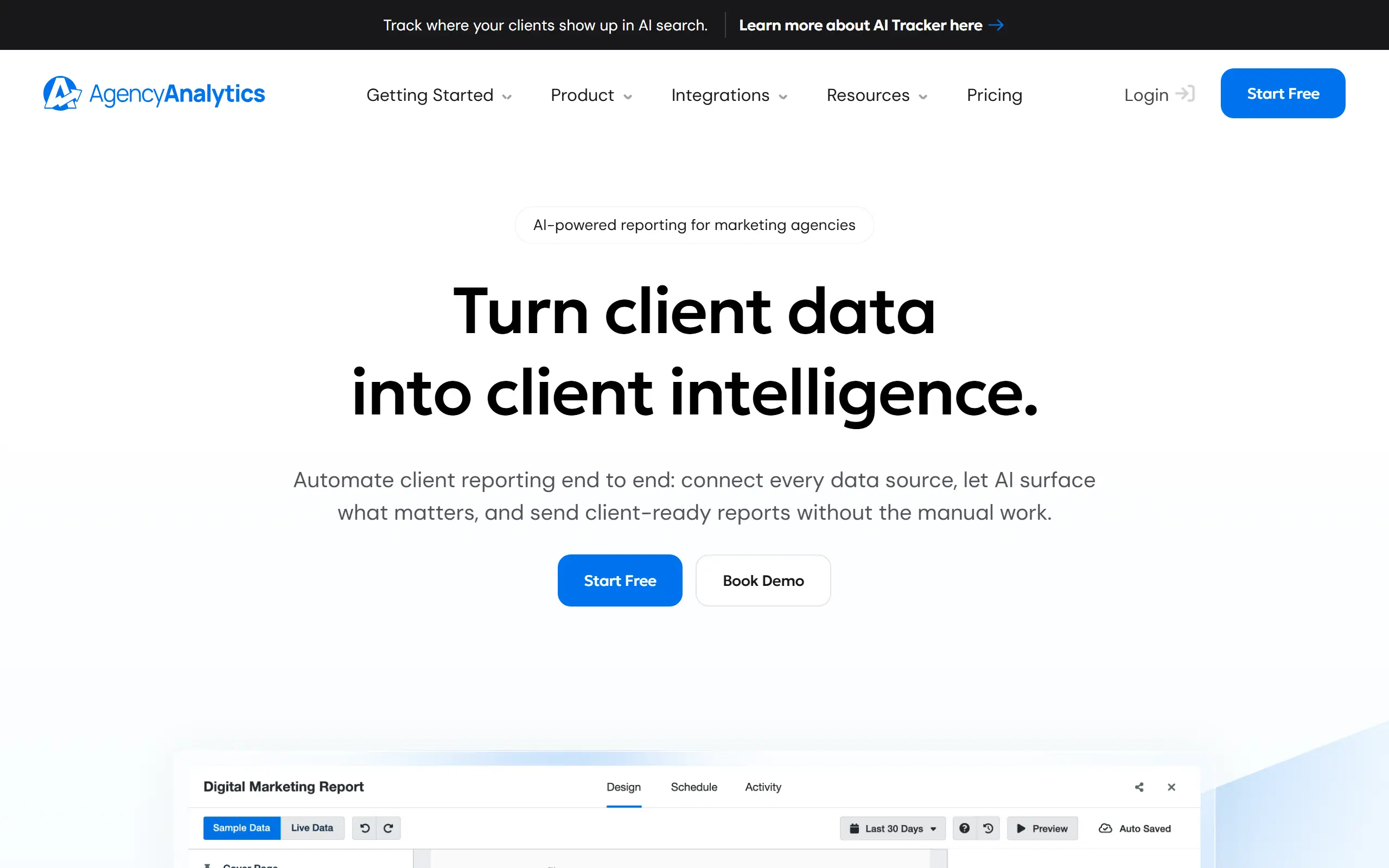 AgencyAnalytics product page screenshot