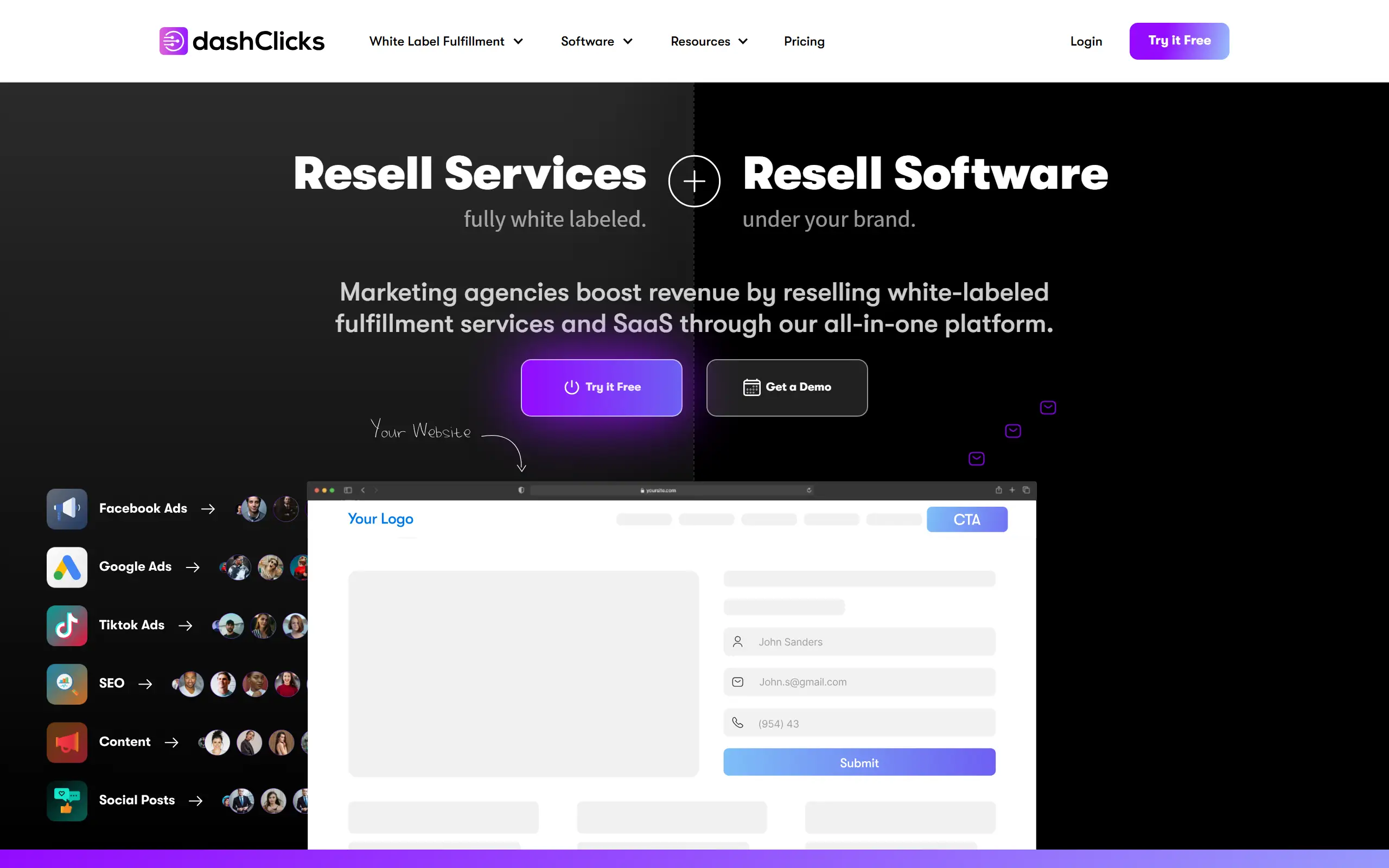 DashClicks product page screenshot