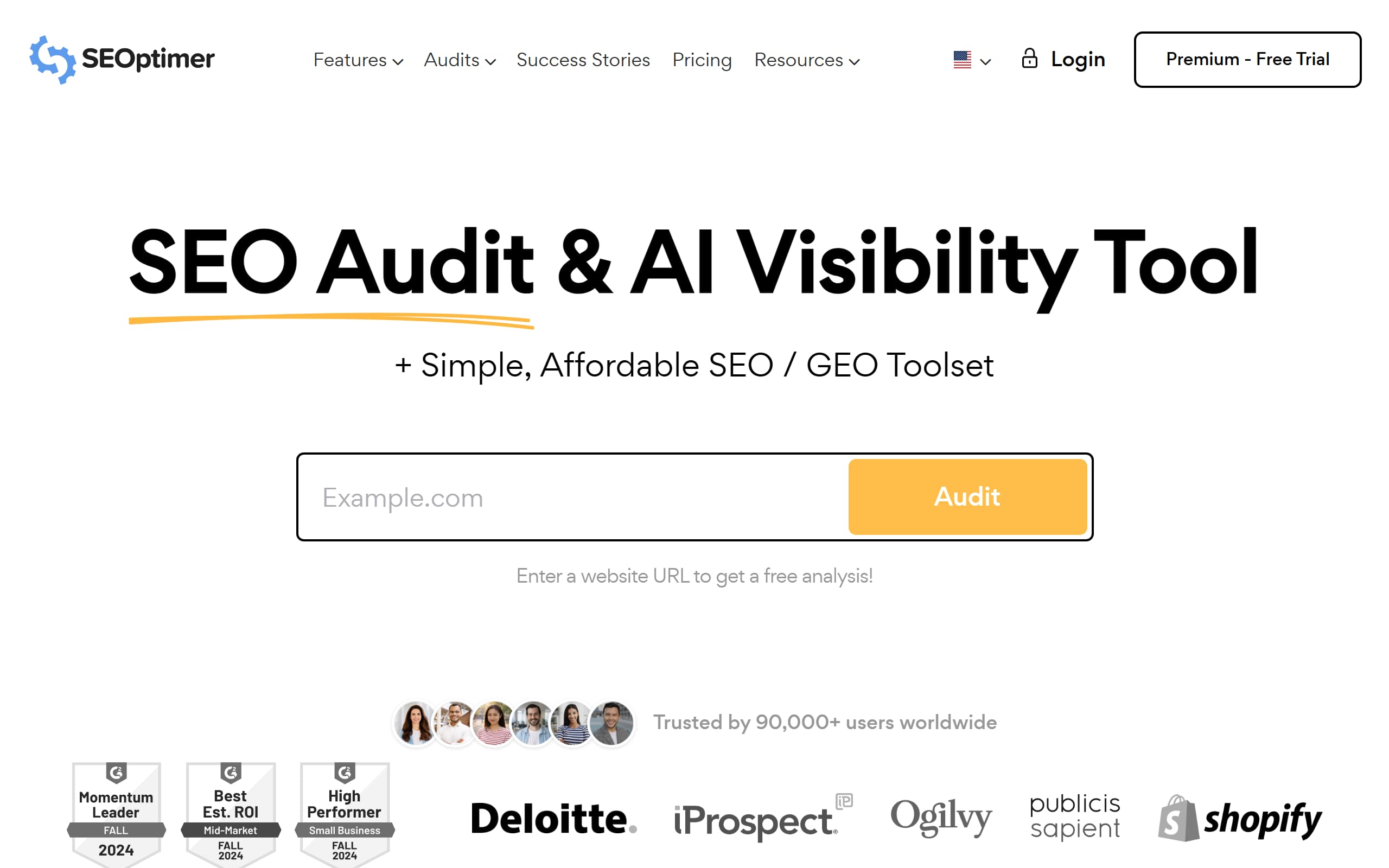 SEOptimer product page screenshot
