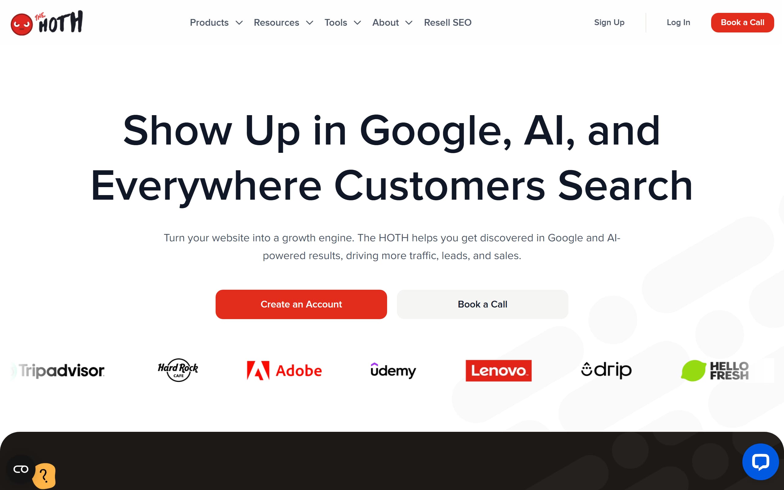 The HOTH product page screenshot