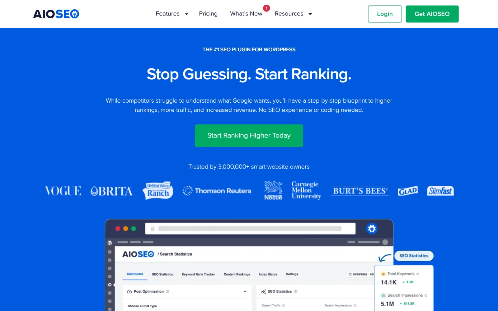 All in One SEO homepage for the WordPress SEO plugin
