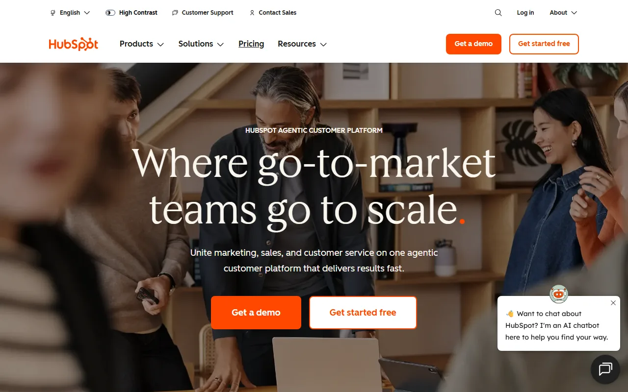 HubSpot homepage screenshot