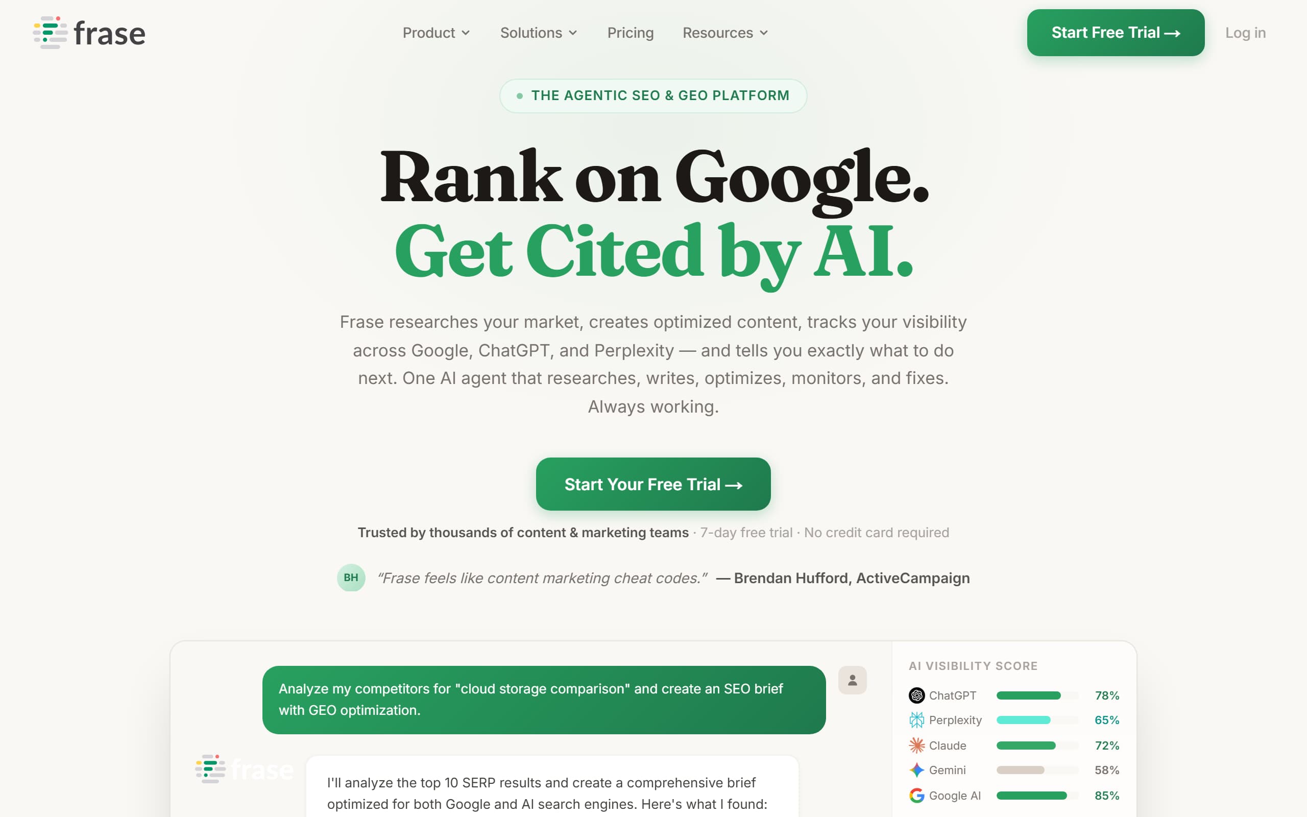 Frase homepage screenshot