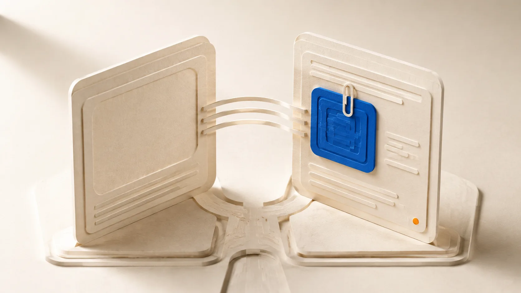 Editorial illustration: two answer panels facing each other, only one carrying a clipped source chip
