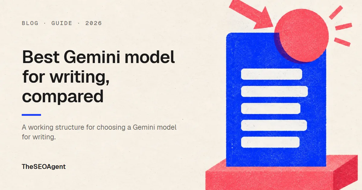 Editorial cover image for a guide comparing Gemini models for writing