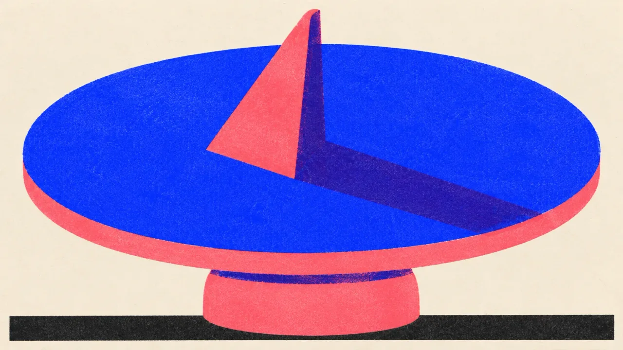 Editorial illustration: a garden sundial casting one long shadow across its dial