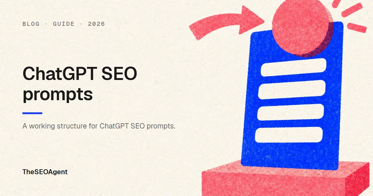Editorial cover image for a guide to ChatGPT SEO prompts: 28 copy-paste prompts, each with a check