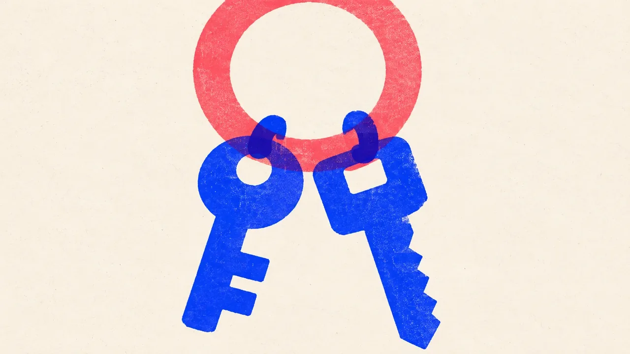 Editorial illustration: two keys with different teeth on one key ring, standing for each tool fitting a different writing job