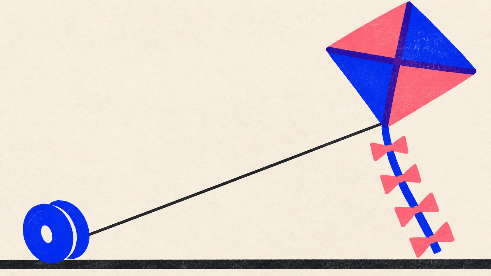 Editorial illustration: a kite held up on a long string from a spool, standing for an AI search citation that stays up only while the pages behind it stay current