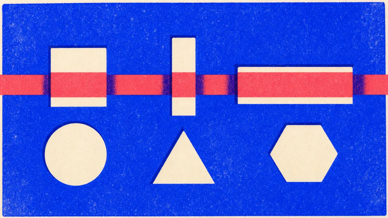 Editorial illustration: one content bar passing through some die-cut openings in a wall plate and missing others, showing that one asset fits some surfaces and not others