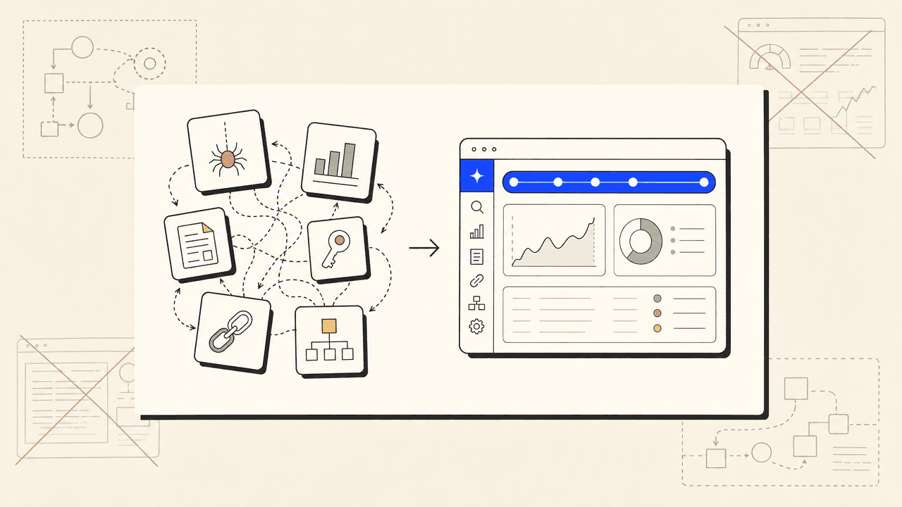 Editorial diagram of SEO automation software shapes, contrasting point tools with integrated platforms.