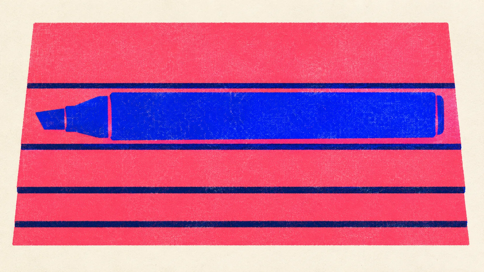Editorial illustration: a flat page plate divided into five bands of decreasing height with one marker bar across the second, standing for report section order