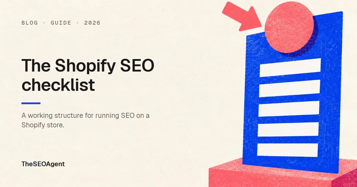 Editorial cover image for a Shopify SEO checklist