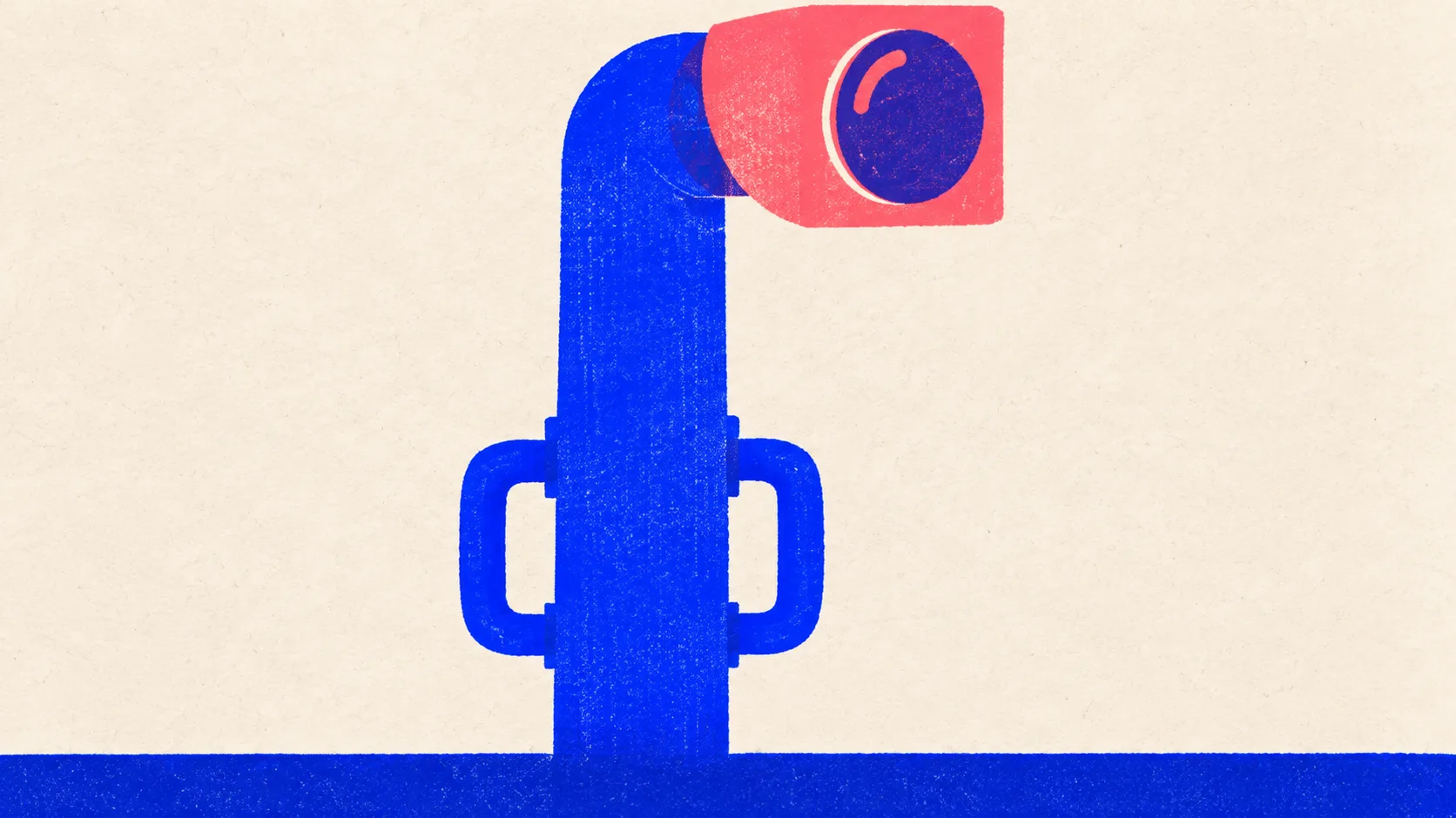 Editorial illustration: a periscope rising out of a baseline, standing for AI search engines reading and quoting a page from somewhere else