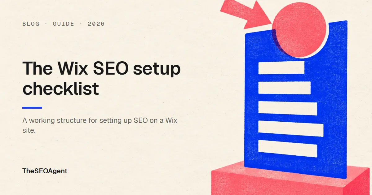 Editorial cover image for a Wix SEO setup checklist