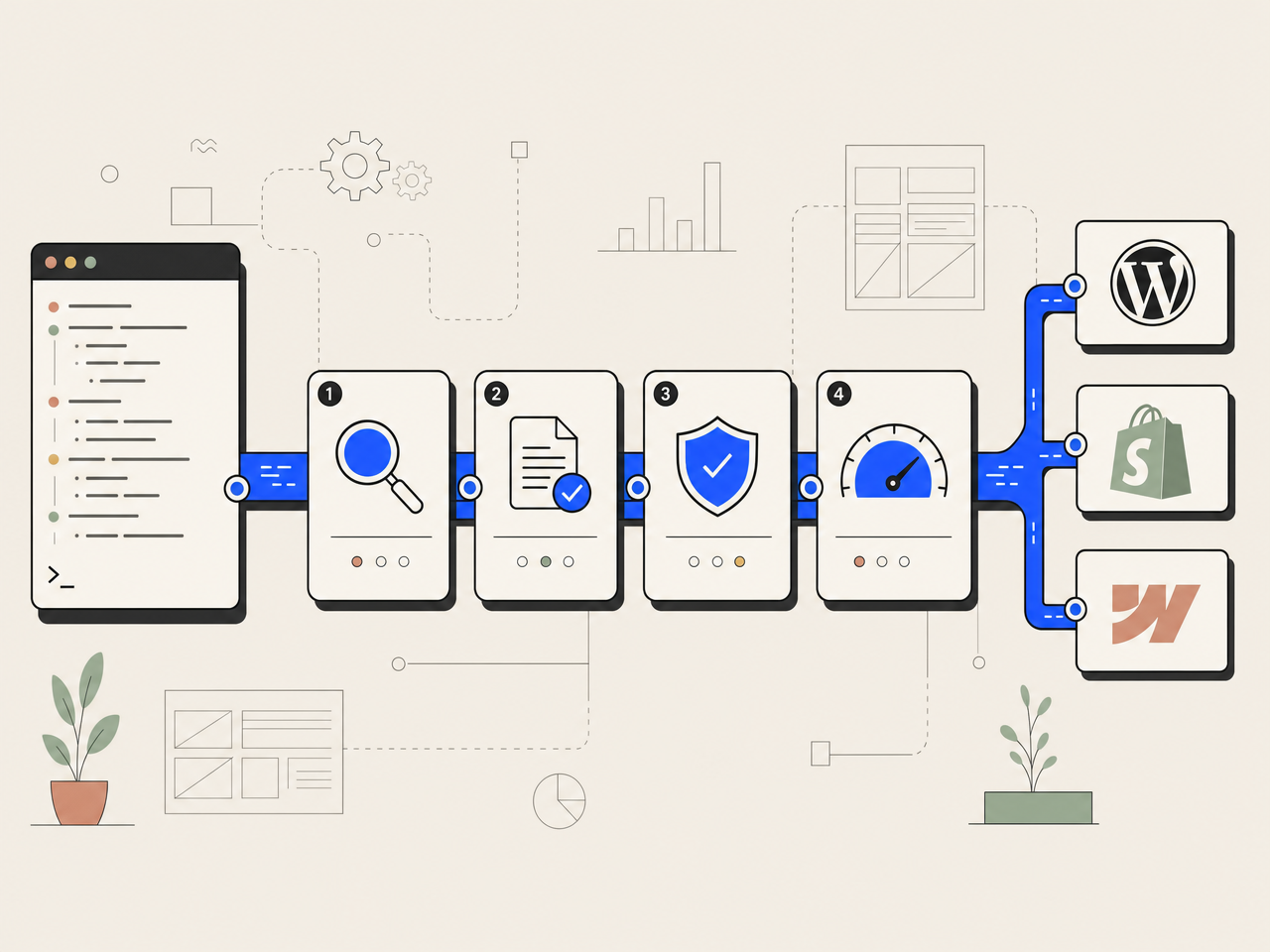 Diagram of TheSEOAgent collapsing the AI SEO tool stack into a single pipeline from keyword research through native CMS publish.