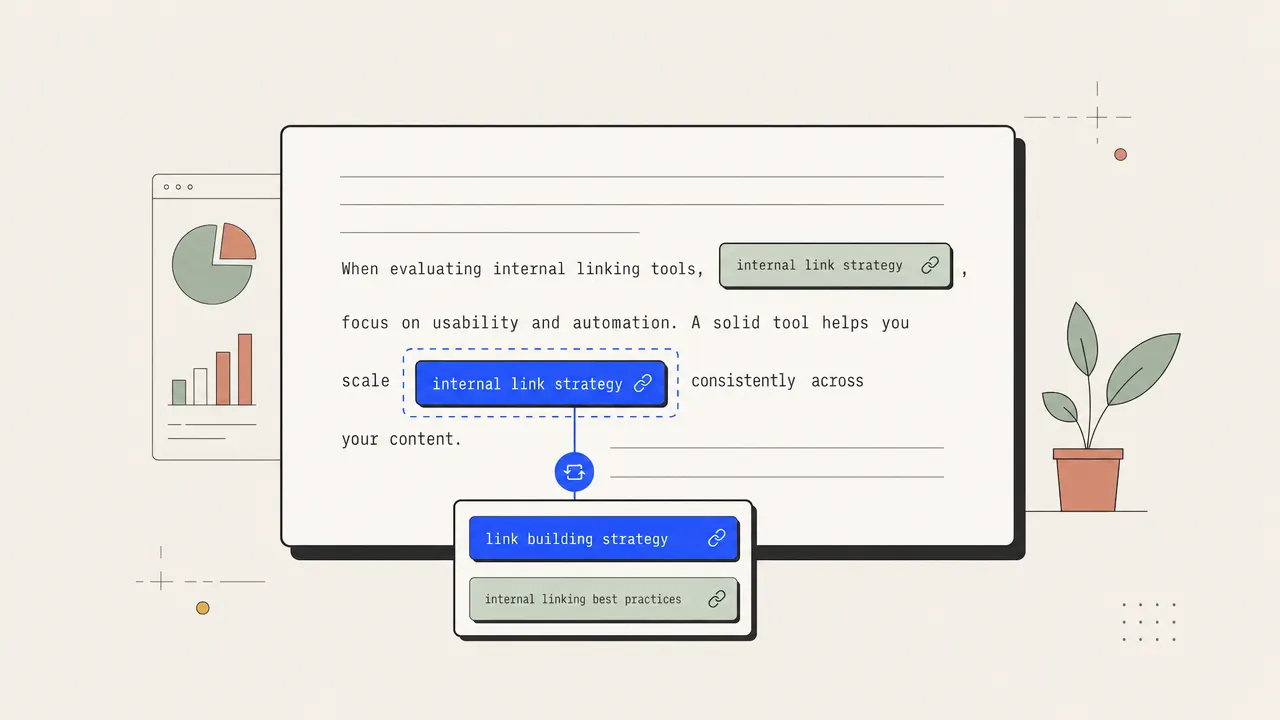 Diagram of links from one new article distributed across several relevant existing pages.